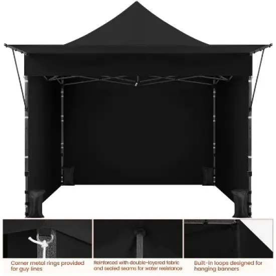 Yaheetech Portable 10 X 10 ft. Pop-up Canopy Tent with 3 Sidewalls and Adjustable Awning image {6}