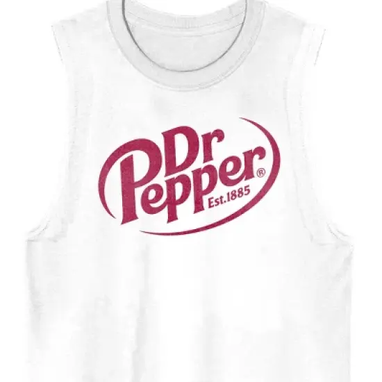 Dr. Pepper EST 1885 Maroon Logo Crew Neck Sleeveless White Men's Tank Top-Medium image {1}
