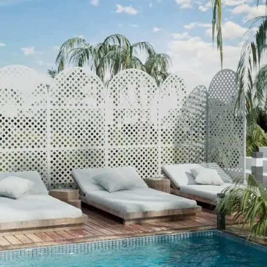 PexFix 72 in. H x 35 in. W Arched Outdoor Metal Privacy Screen in White image {1}