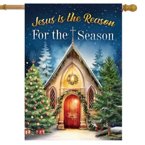 Briarwood Lane Christmas House Flag 40x28 For Outdoor Reason For the Season Church For Christmas House Flag image {1}