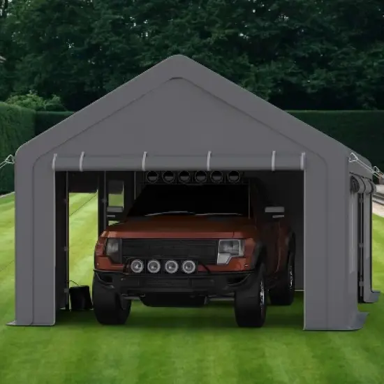 Carport, 12x20ft Heavy Duty Portable Garage - 4 Doors + 4 Windows, Reinforced Steel Poles, UV Resistant Waterproof Tarp for Car Truck Boat image {7}