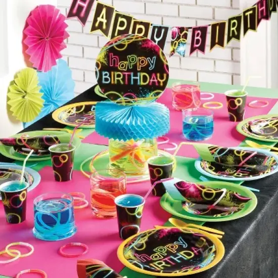 24ct Glow Party Dessert Plates Black image {1}