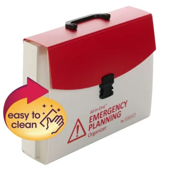 Smead All-in-One  Emergency Planning Organizer, 13 Pockets, Letter Size, Latch Closure, Poly White/Red (92011) image {2}