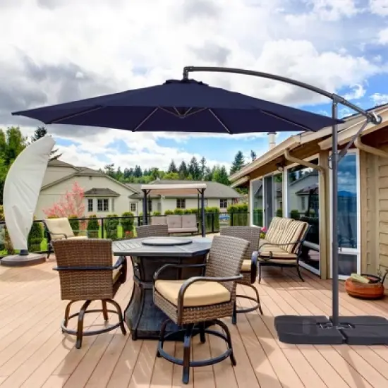 Sonkuki 10 Ft. Patio Offset Umbrella Outdoor Hanging Umbrellas w/Steel Frame image {13}