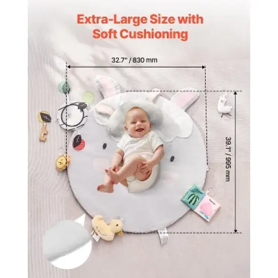 Baby Play Gym Mat Tummy Time Activity Mat with 5 Sensory Toys 39.1" x 32.7" image {3}
