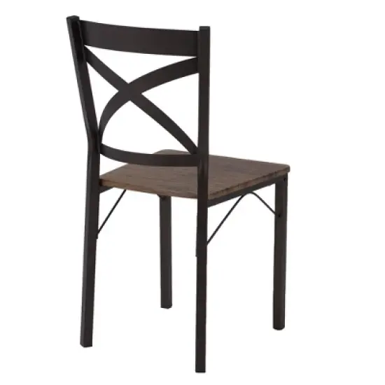 JOMEED 5 Piece Metal Frame Kitchen Dining Table and Chairs Set, Brown/Black image {4}