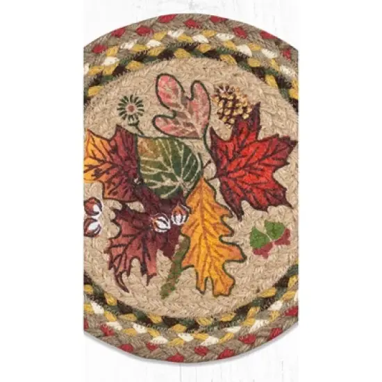 Earth Rugs Autumn Leaves Cotton Round Trivet &ndash; Farmhouse Seasonal D&eacute;cor 10"x10" image {2}