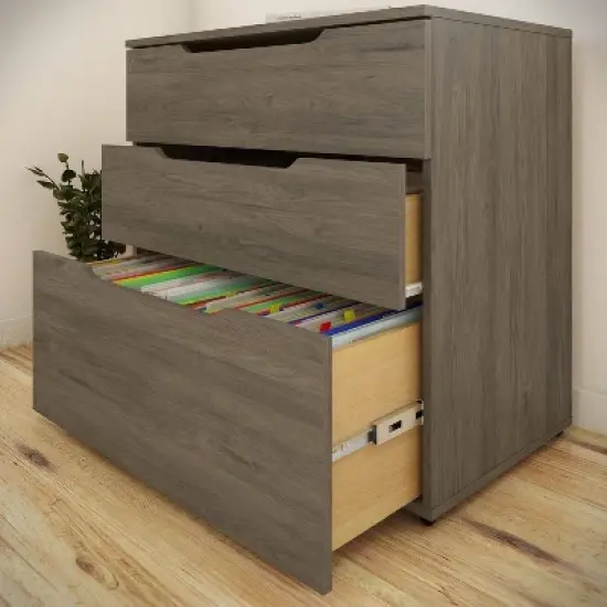 Arobas 3 Drawer Filing Cabinet Bark Gray - Nexera image {2}