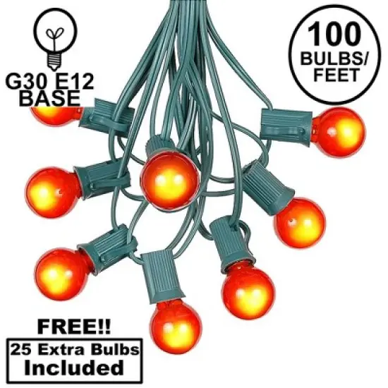 Novelty Lights 100 Feet G30 Globe Outdoor Patio String Lights, Green Wire image {10}