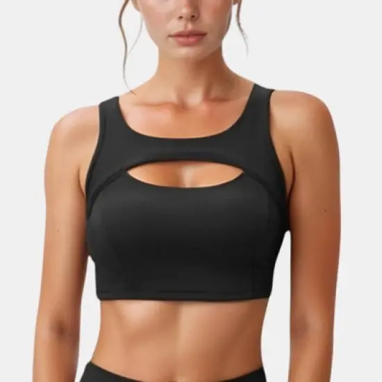 Anna-Kaci Active Women's Sports Bra with Scoop Neck and Front Cutout Design for Low to Medium Impact Workouts image {7}