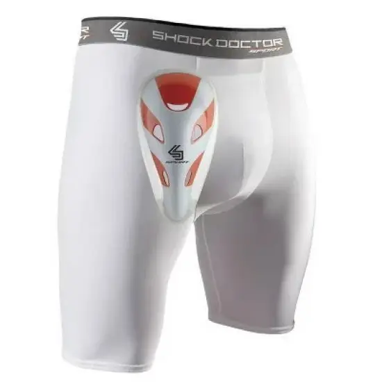 Shock Doctor Compression Shorts with Cup Adult - White L image {4}