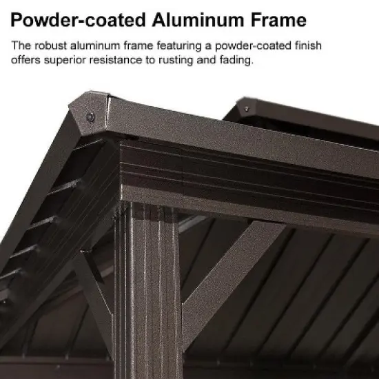 PURPLE LEAF Patio Hardtop Brown Grill Gazebo Metal Roof with 2 Side Shelves Deck Yard Tent Aluminum Garden Outside Sun Shade Outdoor BBQ Canopy image {4}