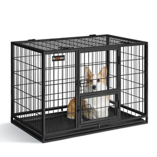Feandrea Heavy-Duty Dog Crate, Metal Dog Kennel and Cage with Removable Tray, for Small and Medium Dogs image {8}