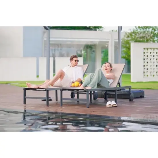 PURPLE LEAF Outdoor Double Chaise Lounge Aluminum Lounge Chairs with Adjustable Backrest Tanning Daybed Reclining Loveseat for Pool Beach Garden Patio image {10}