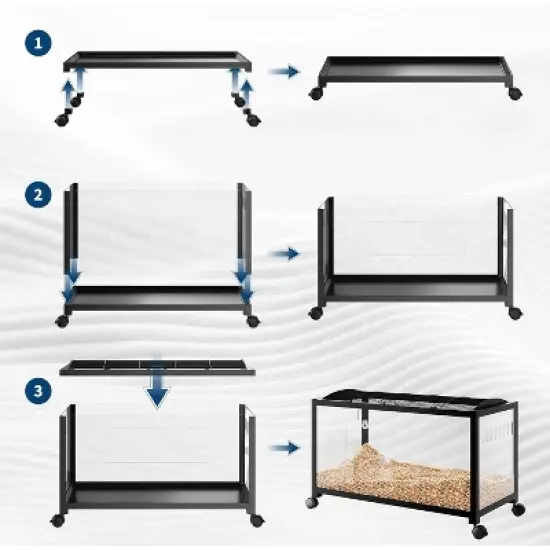 Acekool Large 3-Tier Hamster Cage, Metal & Glass Small Animal Habitat with Wheel, Deep Bottom, Ramps & Accessories, Black image {7}
