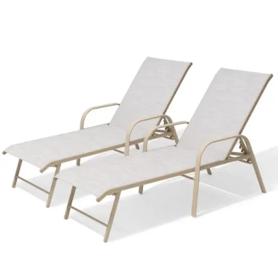 Pellebant Outdoor Lounger Aluminum Adjustable Chaise Lounge Chairs with Arms (Set of 2) image {16}