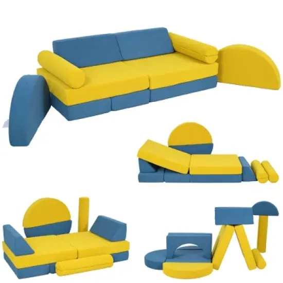 INFURNIC Baby and Toddler Learning Toys Play Couch Modular Foam Set For Creative Playroom Adventures And Joyful, Yellow, 55.1"*40.2"*18.1" image {5}