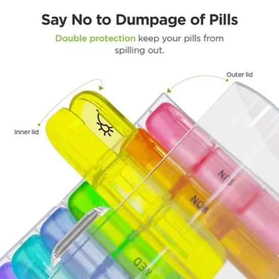 Smart Tech 7-Day AM PM Pill Box: Easy Fill, Same-Side Opening, Color-Coded, BPA-Free for Vitamins & Supplements image {1}
