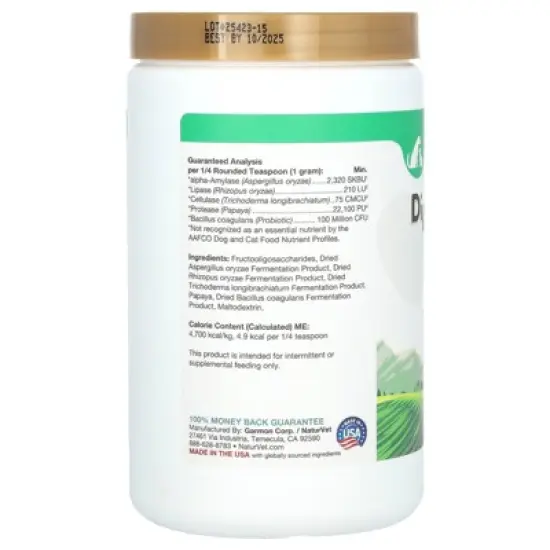NaturVet Digestive Enzymes, Daily Digestive Support + Pre & Probiotic Powder, For Dogs & Cats, 1 lb (454 g) image {1}