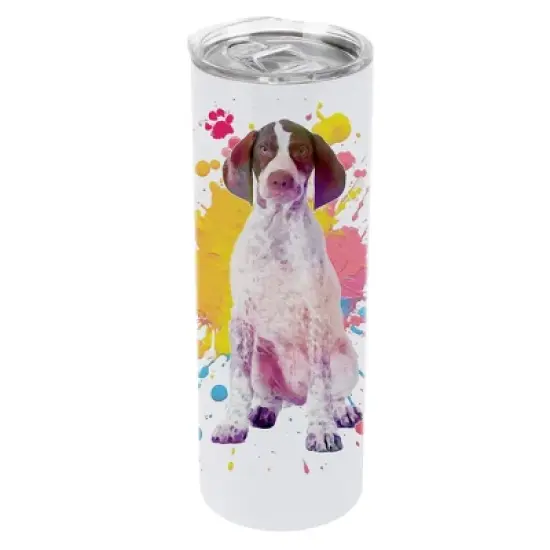 100 North 20 Ounce Stainless Steel On the Go Travel Tumbler With Push Top Lid, English Pointer Paint Splatter image {5}