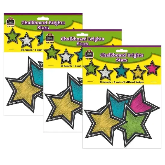 Teacher Created Resources Chalkboard Brights Stars Accents 30 Per Pack 3 Packs (TCR3550-3) image {2}
