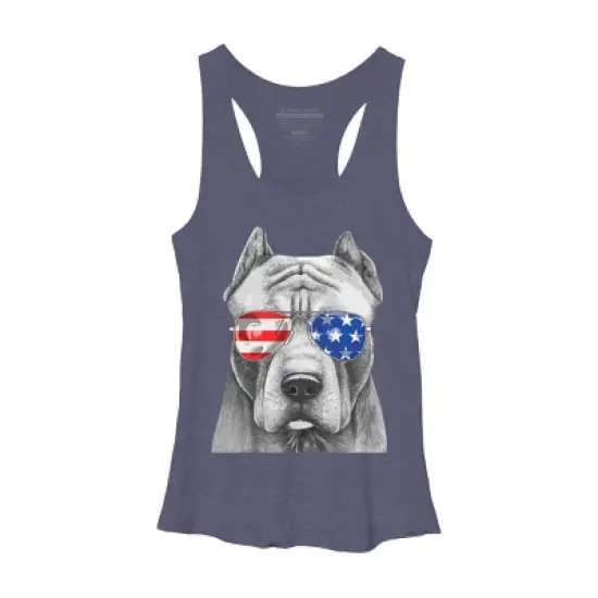 Women's Design By Humans American Pitbull With Sunglasses By Racerback Tank Top image {3}