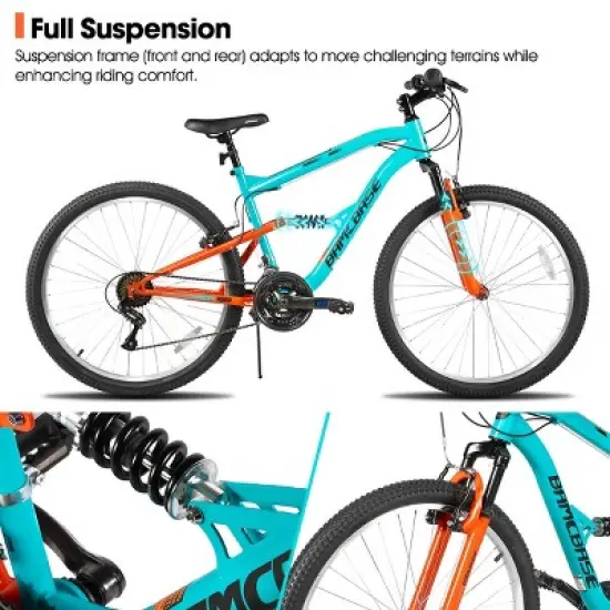 BAMCBASE 26 Inch Men's Mountain Bike, Dual Suspension, 21-Speed, Adult MTB image {9}