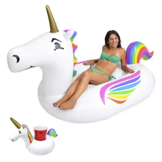 GoFloats Giant Inflatable Pool Floats - Includes Drink Float image {2}