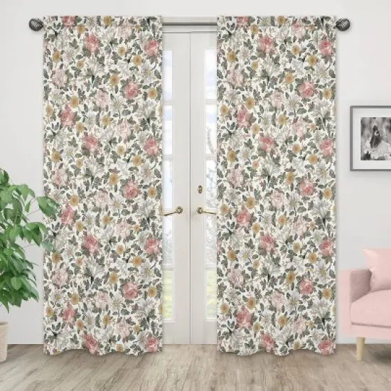 2pk Vintage Floral Window Panel Pink/Green - Sweet Jojo Designs image {1}