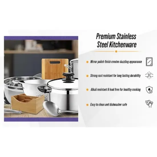 YBM Home 14" 6 oz. Stainless Steel Soup Ladle (2410),8-Pack image {2}