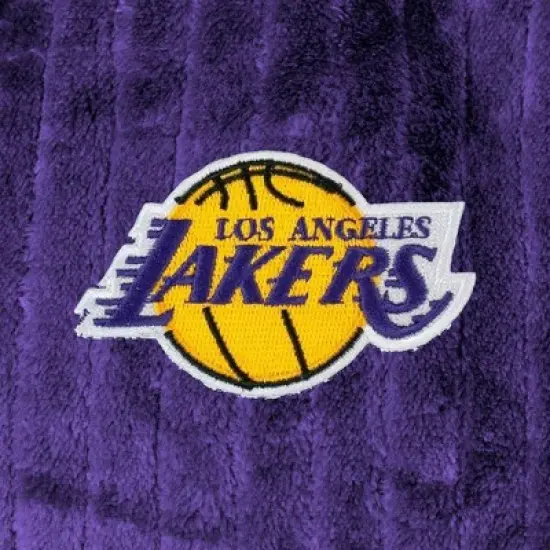 NBA Los Angeles Lakers Ribbed Robe: Midweight Polyester, Loose Fit, Front Tie image {2}
