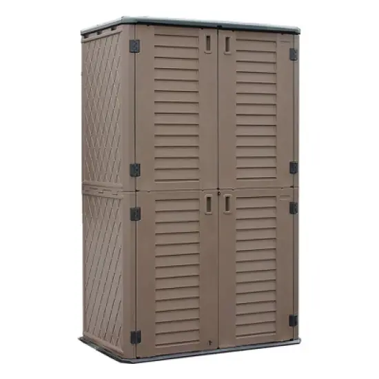 WELLFOR 380 gal Vertical Cabinet Deck Box Brown image {1}