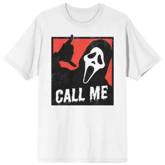 Ghostface Call Me Crew Neck Short Sleeve Men's White T-shirt image {6}