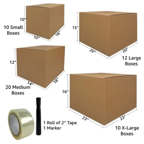 UBMOVE Moving Boxes 5 Room Economy Kit 52 Boxes, Plus Packing Supplies image {2}