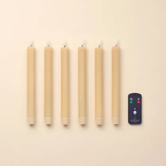 6pk Ribbed Flameless Taper Candles - Hearth & Hand&trade; with Magnolia image {5}