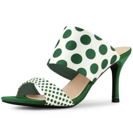 Allegra K Women's Polka Dots Stiletto Heel Slides Sandals image {10}