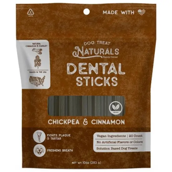 Dog Treat Naturals Dental Sticks - Chickpea & Cinnamon, 10oz, Freshen Breath image {10}