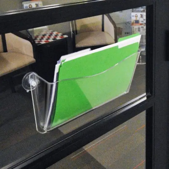 Azar Displays Clear Plastic Wall Mount File Holder with Suction Cups, 4-Pack image {2}