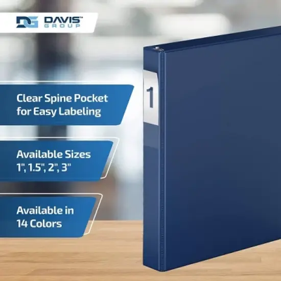 Davis Group 6pk 1" Premium Economy Angled D-Ring Binder Royal Blue: Hard Cover, 225 Sheet Capacity, 2 Pockets, 11.62" x 10.4" image {4}