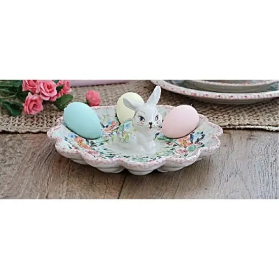 Blue Rose Polish Pottery Vena Bunny Egg Plate image {2}
