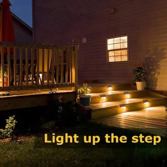 Link 8 Pack Solar Step Lights Waterproof Pathway Deck Lights Outdoor Patio Yard Garden Garage Warm Light image {7}