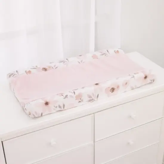 NoJo Countryside Floral - Pink, Grey and White Super Soft Changing Pad Cover image {1}