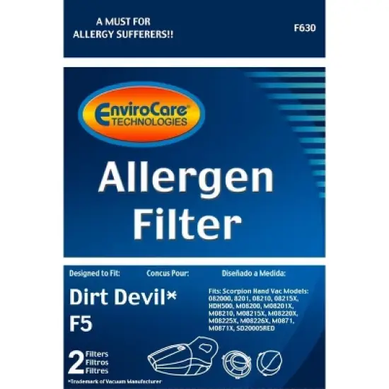 Dirt Devil F5 Replacement Filters Fit Dirt Devil Scorpion Hand Vacs Models 08200, 8201, 08210, 08215x & More, Rep 2Pk image {2}