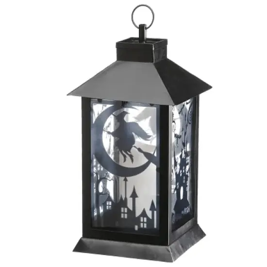 16" Black Halloween Haunted House Lantern image {3}