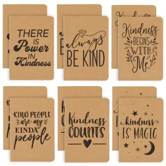 Paper Junkie 12-Pack Kraft Notebook Bulk, Motivational Travel Journal Pocket Notepad, A6 Size, 5.75 x 4 x 0.1 image {6}