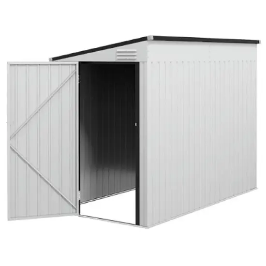 Resenkos Storage Garden Shed,Garden Sheds,4' x 7.7' Lean to Garden Storage Shed, Outdoor Metal Tool House with Lockable Door Vents, White image {10}