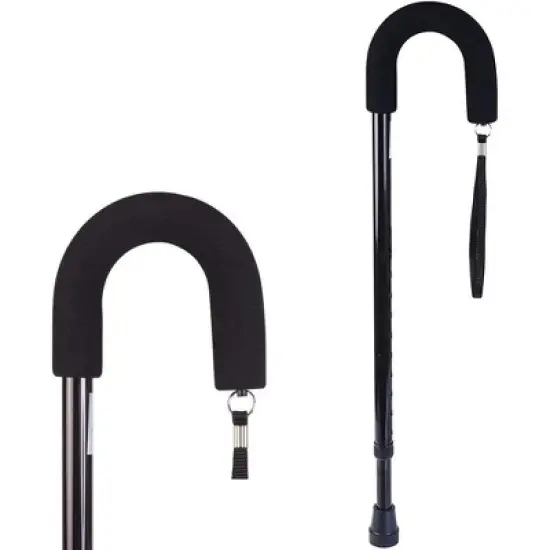 DMI Deluxe Adjustable Cane with Comfort Grip Handle and Strap, Black image {2}