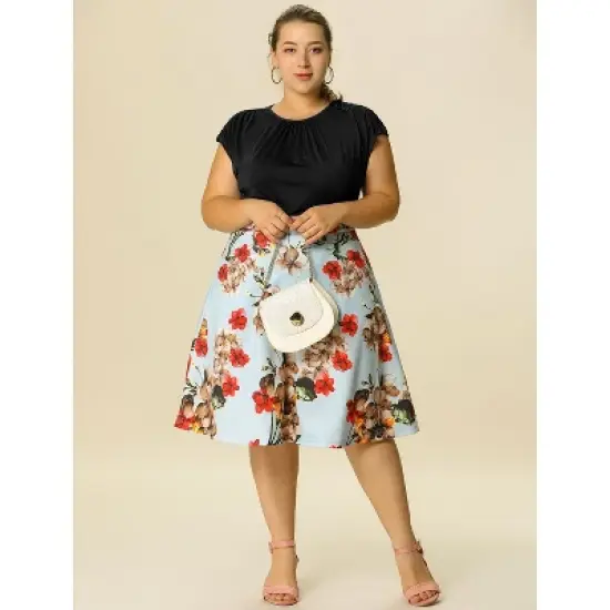 Agnes Orinda Women's Plus Size Round Neck Ruched Short Sleeve Summer Casual Blouses image {2}