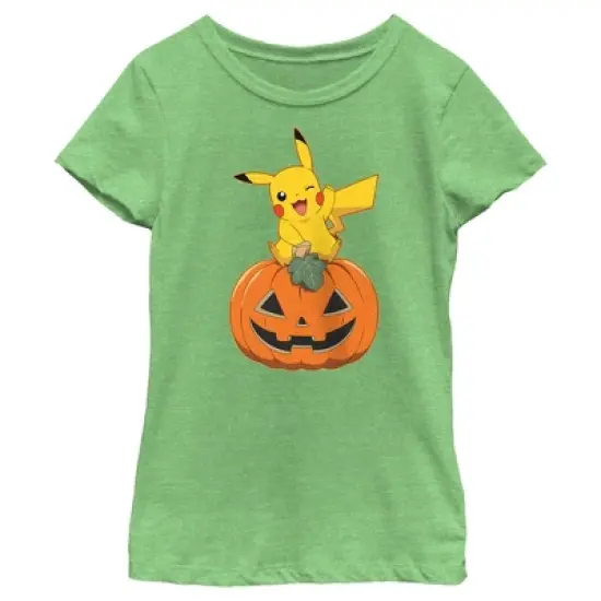 Girl's Pokemon Halloween Pikachu Jack-O'-Lantern T-Shirt image {3}