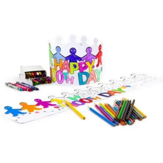 Hygloss&reg; Happy 100th Day Paper Crowns, 24 Per Pack, 2 Packs image {3}